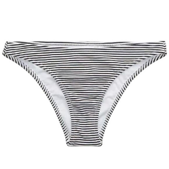 NWT Aerie Striped Cheeky Bikini Bottom Black White Low Rise Swim S - Picture 1 of 6